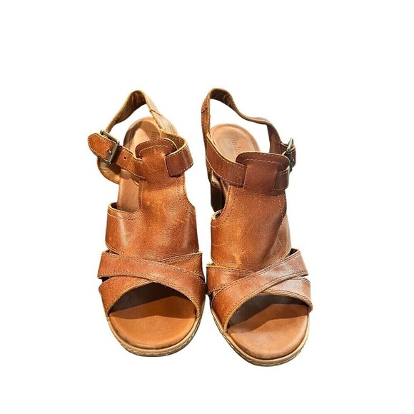 Timberland EK Stafford Leather Gladiator Heels Back Strap Brown Womens Size 9 - Picture 2 of 7
